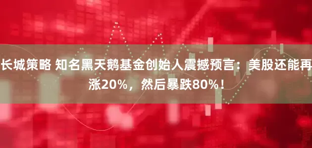 长城策略 知名黑天鹅基金创始人震撼预言：美股还能再涨20%，然后暴跌80%！